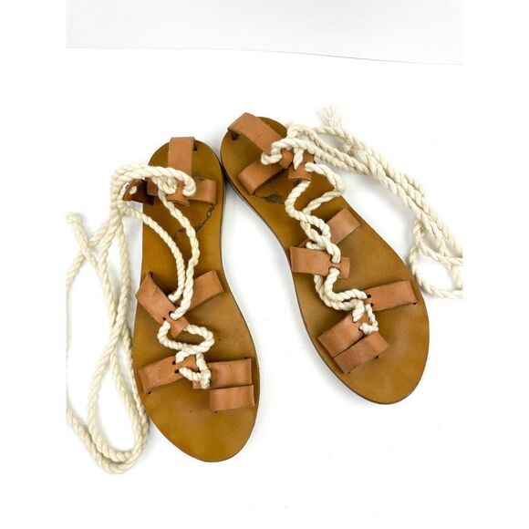 Italy Made Rope Lace Up Gladiator Sandals - Picture 1 of 3